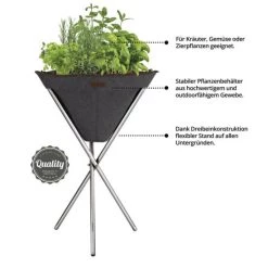 Auslauf ✔️ Greemotion Tripott Mit Edelstahlgestell, Dreibeinig, Herausnehmbarem Pflanzbeutel Aus Vlies, Ca. 50 X 45 X 78 Cm, Ca. 12 L Volumen, In Anthrazit ❤️ -Günstiges Greemotion Geschäft unnamed file 1029