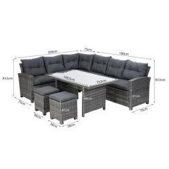 Bester Verkauf 🎉 Greemotion Lounge Set Tessin, PE-Geflecht 5-teilig Grau Kunststoff 😉 -Günstiges Greemotion Geschäft unnamed file 316