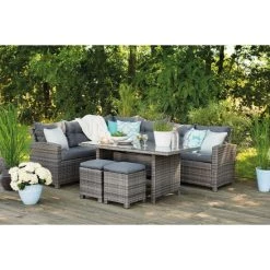 Bester Verkauf 🎉 Greemotion Lounge Set Tessin, PE-Geflecht 5-teilig Grau Kunststoff 😉 -Günstiges Greemotion Geschäft unnamed file 327