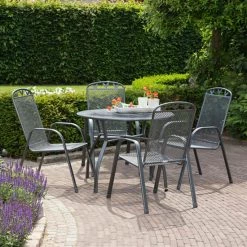 Besorgen 🎉 Greemotion Gartenmöbelset Set Toulouse Rund 4x Stuhl, 1x Tisch Grau Metall 😉 -Günstiges Greemotion Geschäft unnamed file 456