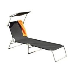 Bester Verkauf 🔥 Sonnenliege / Strandliege Texel Greemotion Mit Dach Alu Silber/schwarz ✨