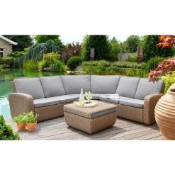 Angebote 🤩 Gartenmöbel Lounge Set New York Greemotion Polyrattan Braun 🧨