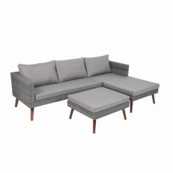 Bestpreis 🥰 Greemotion Lounge Set Gomera 3-tlg., Inkl. Kissen, Aus Aluminium/Kunststoffgeflecht Verstellbare Kopfstütze, Max. Belastbarkeit 110 Kg, In Grau ✔️