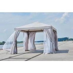 Aktion 🤩 Greemotion Pavillon Portland, Zerlegbar, 300 X 300 Cm, Seitenwände Mit Reißverschluss Schließbar, Moskitonetz, Aluminium/Stahlgestell/Polyesterwände ✨